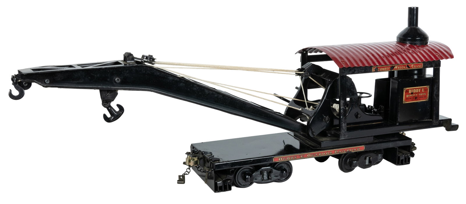 [TOYS]. Buddy “L” Outdoor Railroad Locomotive Wrecking Crane Car. East Moline, IL: (1 of 2)