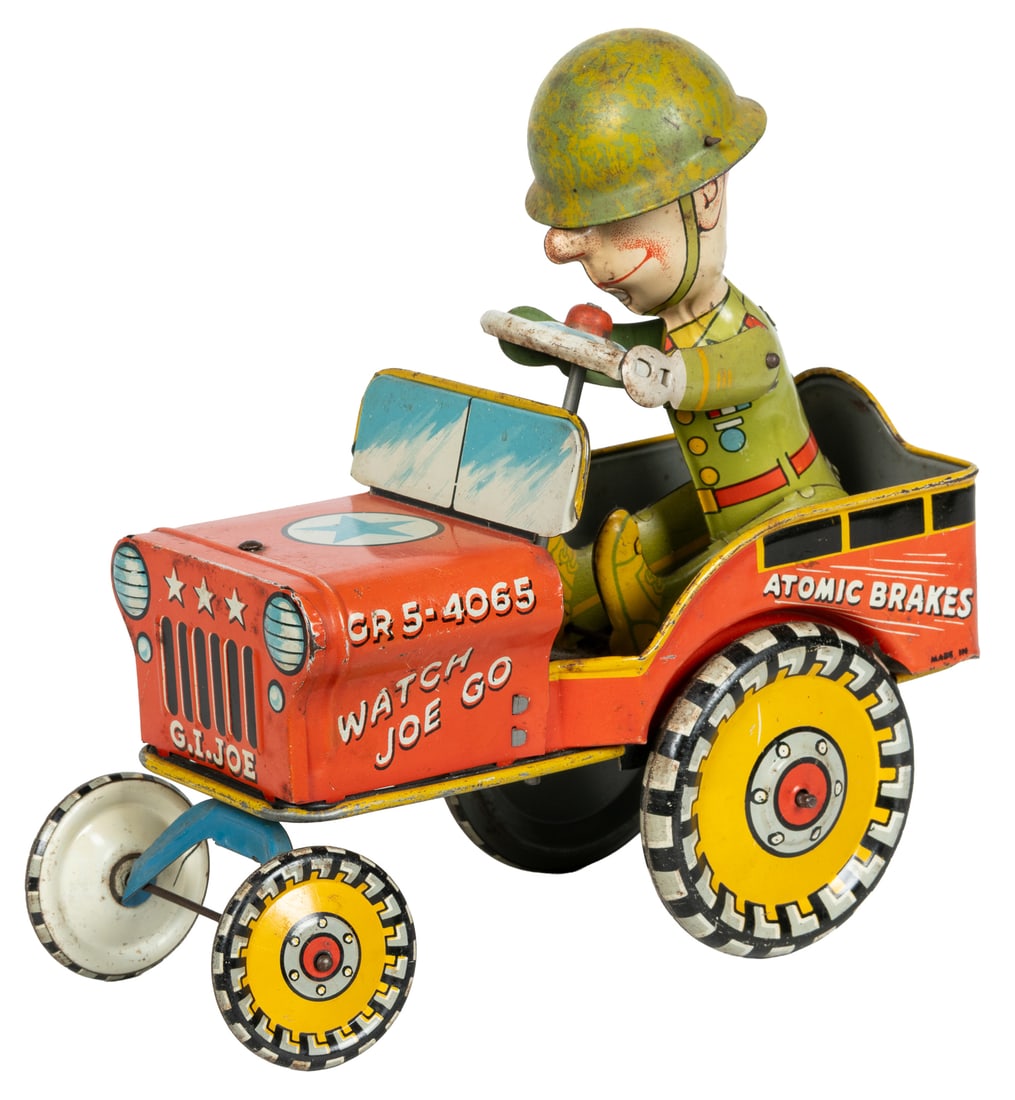 Unique Art G.I. Joe and His Jouncing Jeep tin litho wind-up toy. (1 of 2)