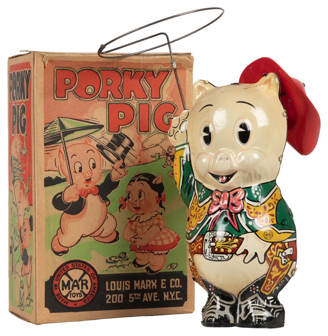 Marx Porky Pig tin litho toy with box. (1 of 3)