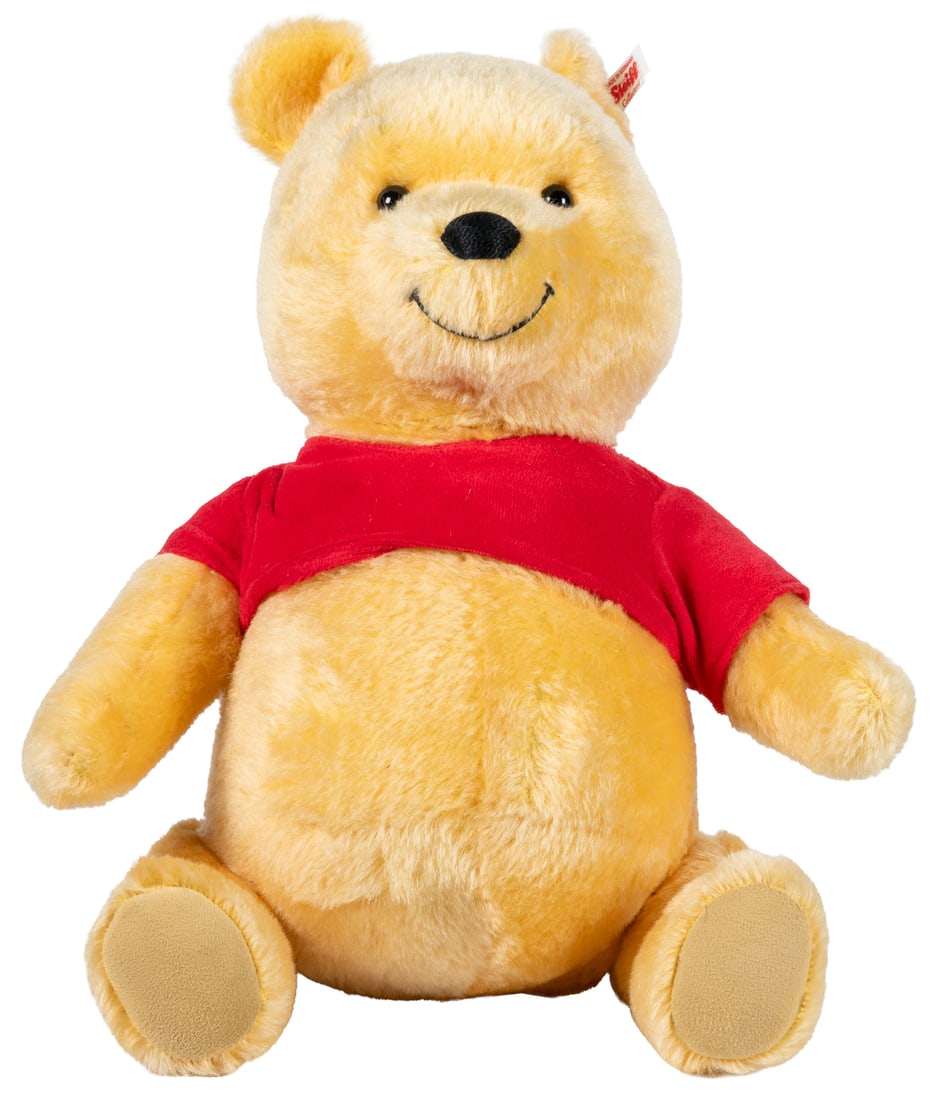 Steiff x Disney Winnie the Pooh 50th Anniversary sample bear.: Steiff x Disney Winnie the Pooh 50th Anniversary sample bear. Circa 2017. Produced in a limited edition of 500 marking the 50th anniversary of Disney's Winnie the Pooh. A sample, marked "not for