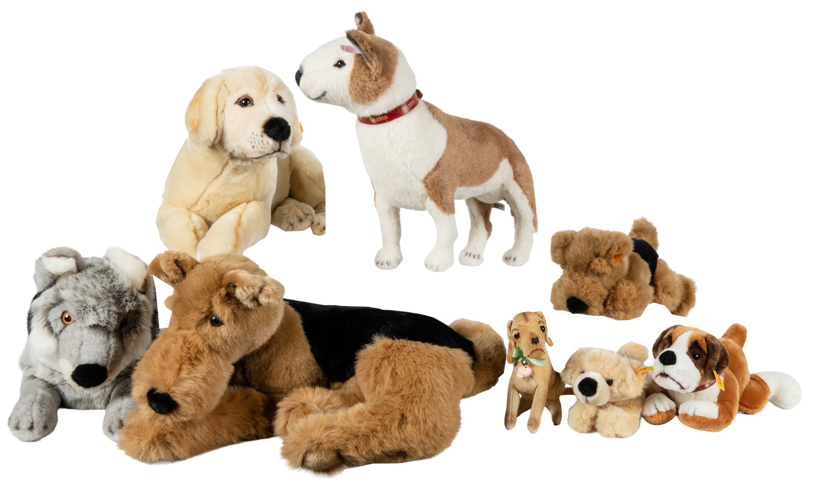 Steiff group of 9 dog and wolf figures. (1 of 2)