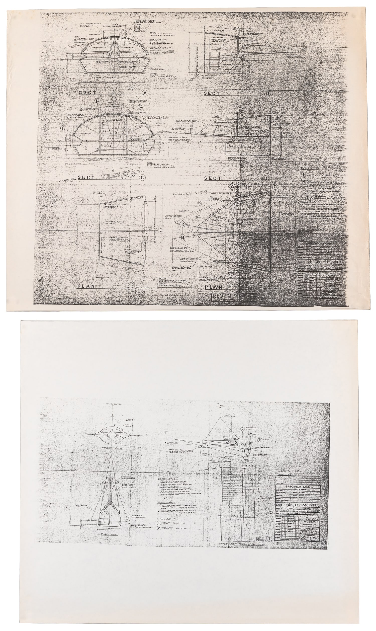 Escape From the Planet of the Apes Photocopy Blueprints. [Hollywood:] Twentieth Century-Fox, [1971]. (1 of 3)