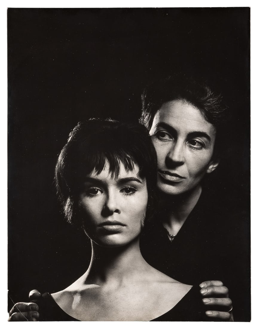 [HALSMAN, Philippe (1906-1979), photographer]. Two Women; Silver Gelatin Photograph for Book Jacket: [HALSMAN, Philippe (1906-1979), photographer]. Two Women; Silver Gelatin Photograph for Book Jacket Cover. [New York: Philippe Halsman, ca. 1958]. Approximately 13 3/4 x 10 3/4". Photographer's inksta