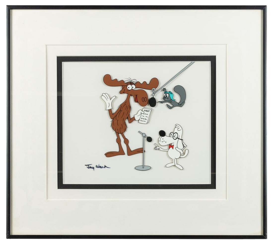Jay Ward "Bullwinkle, Mr. Peabody, & Rocky" signed animation cel. (1 of 3)