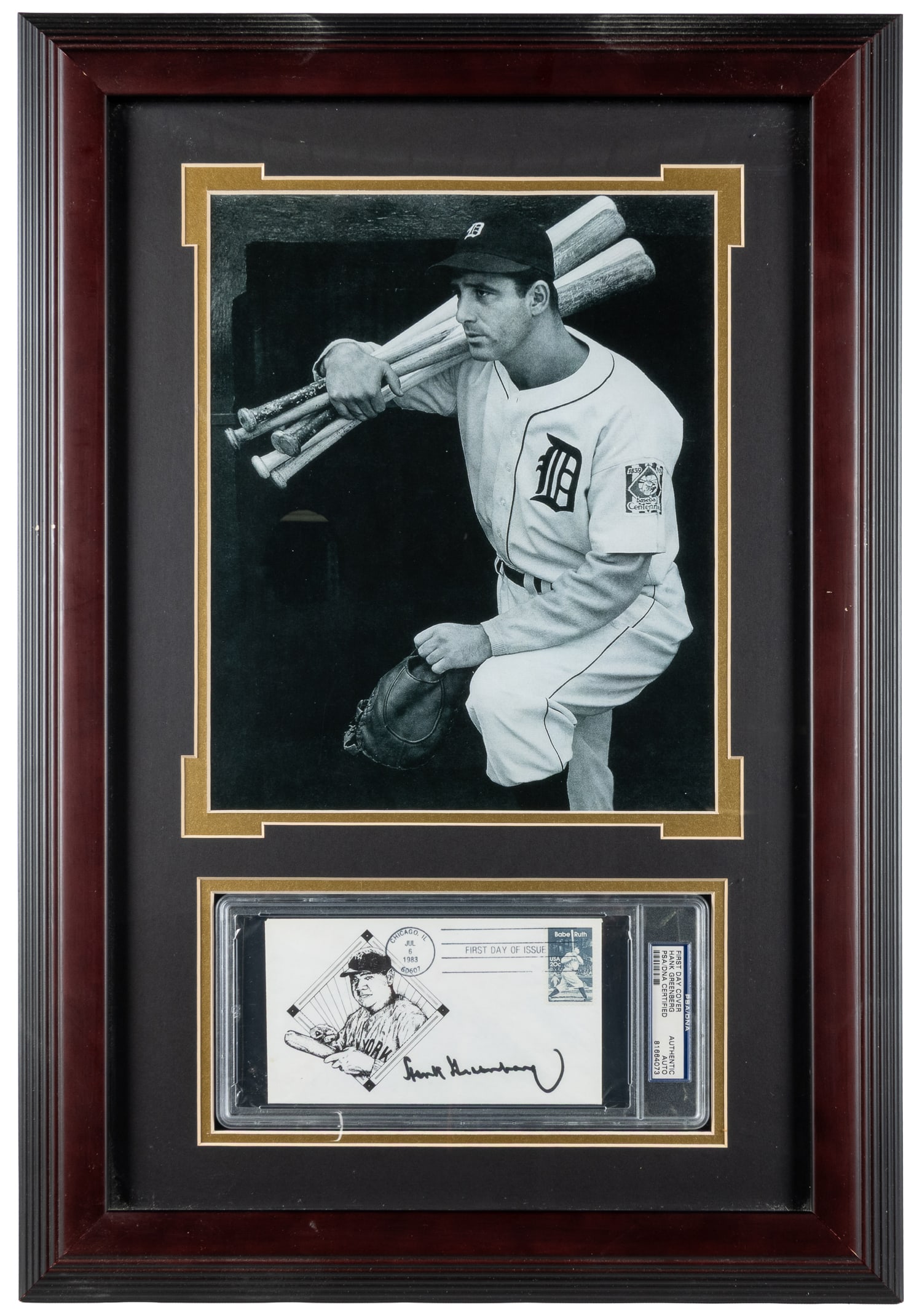 Hank Greenberg signed first day cover (PSA), framed. (1 of 2)