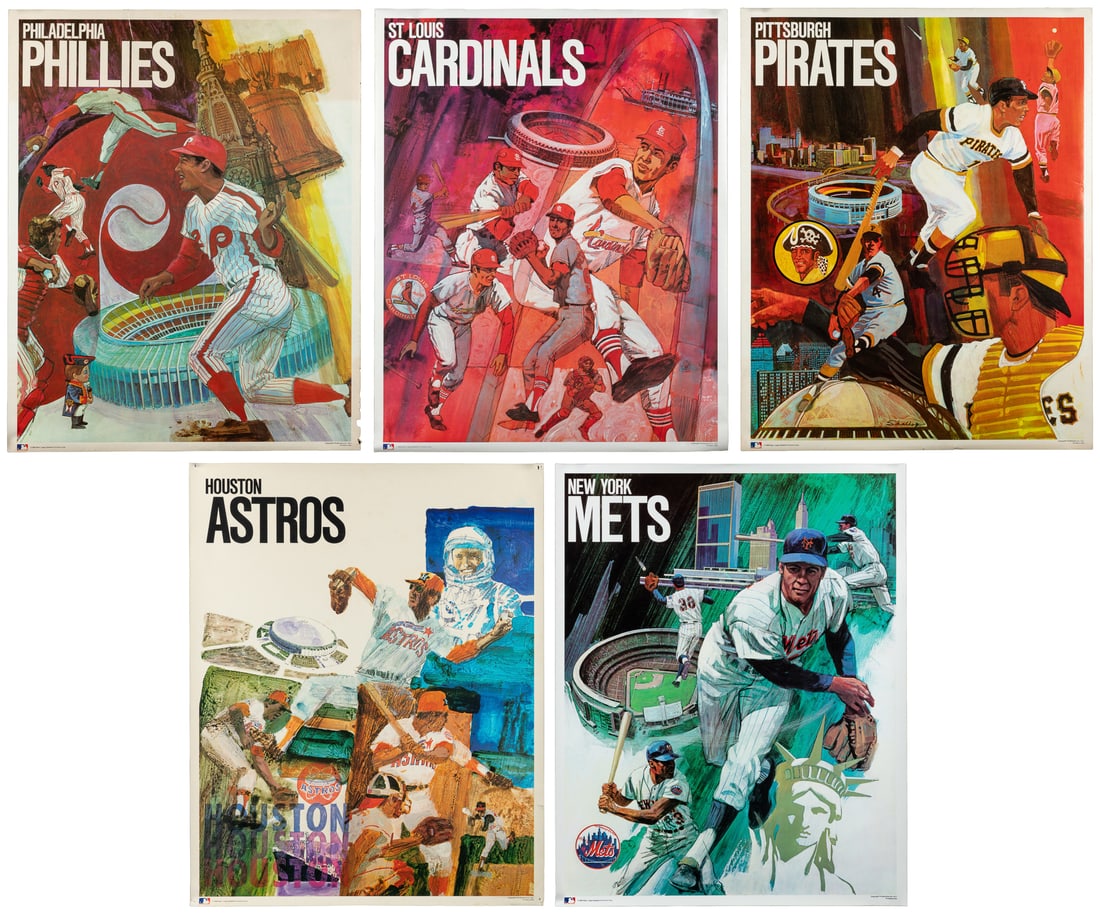 [MLB] Five Major League Baseball Team Posters. 1971.: [MLB] Five Major League Baseball Team Posters. 1971. ProMotions, Inc. Teams include the Houston Astros, Pittsburgh Pirates, St. Louis Cardinals, New York