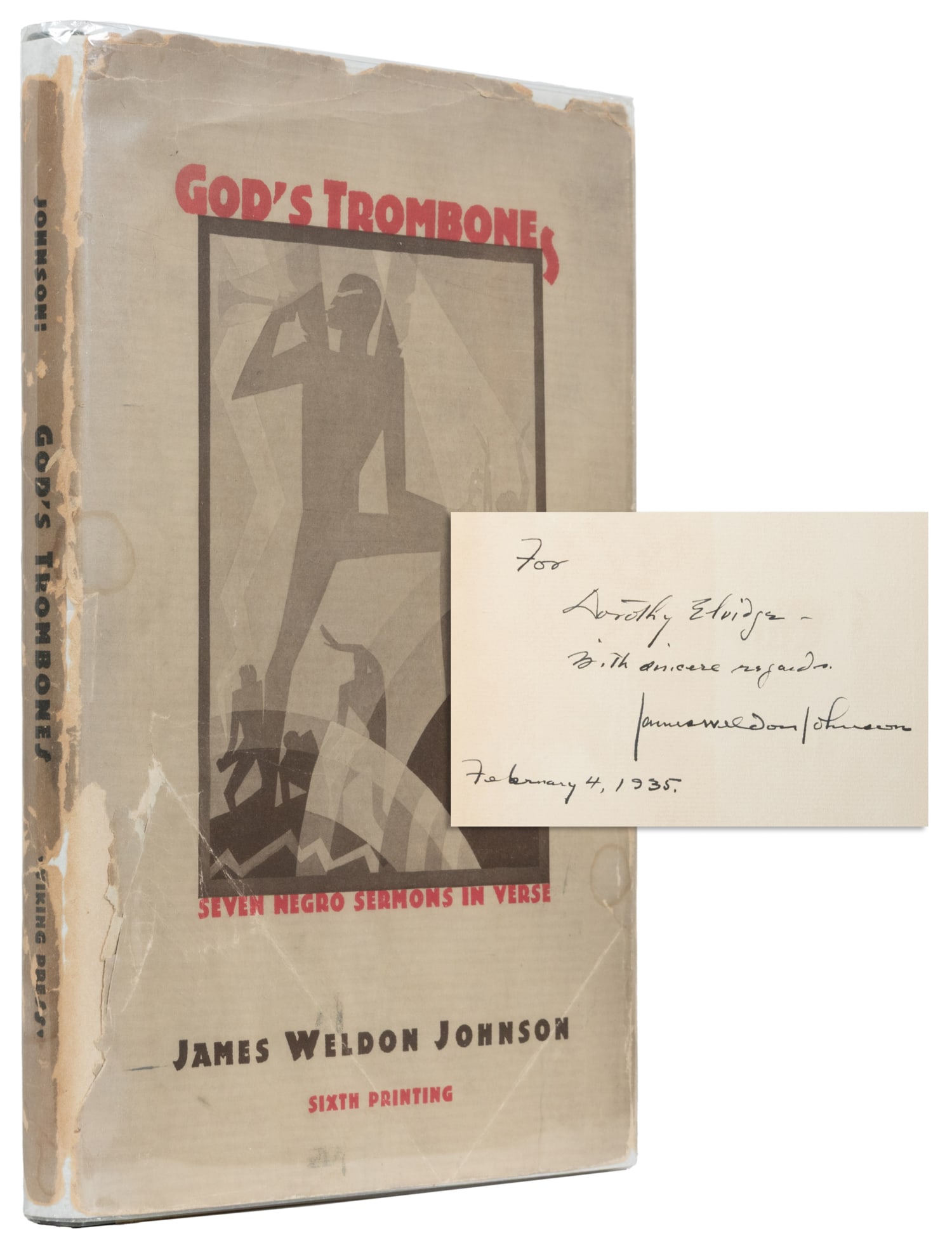 [AFRICAN AMERICANA]. JOHNSON, James Weldon (1871-1938). God's Trombone. New York: The Viking Press, (1 of 3)