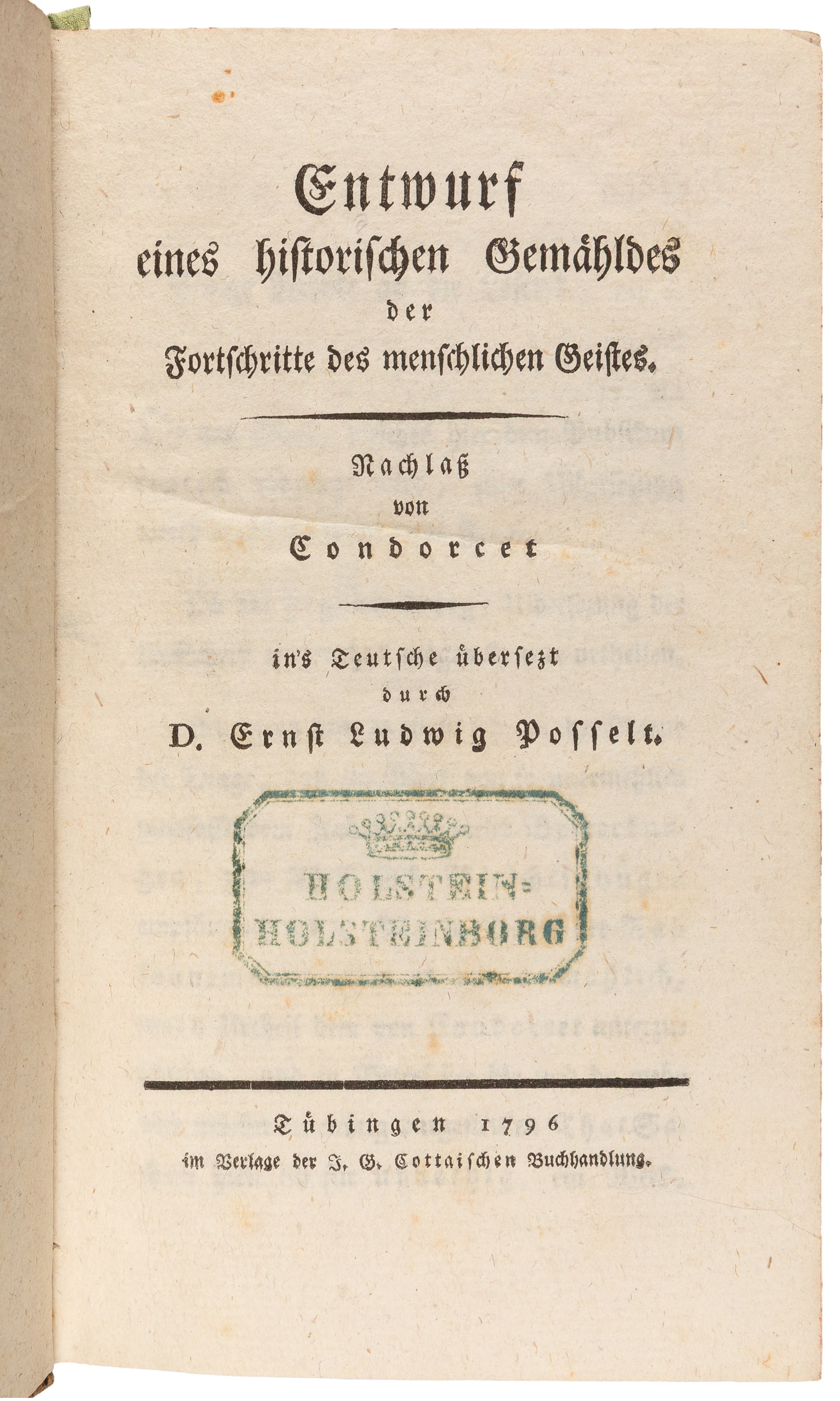 CONDORCET, [Marie-Jean-Antoine-Nicolas Caritat, Marquis de, 1743-1794]. Entwurf eines historischen (1 of 2)