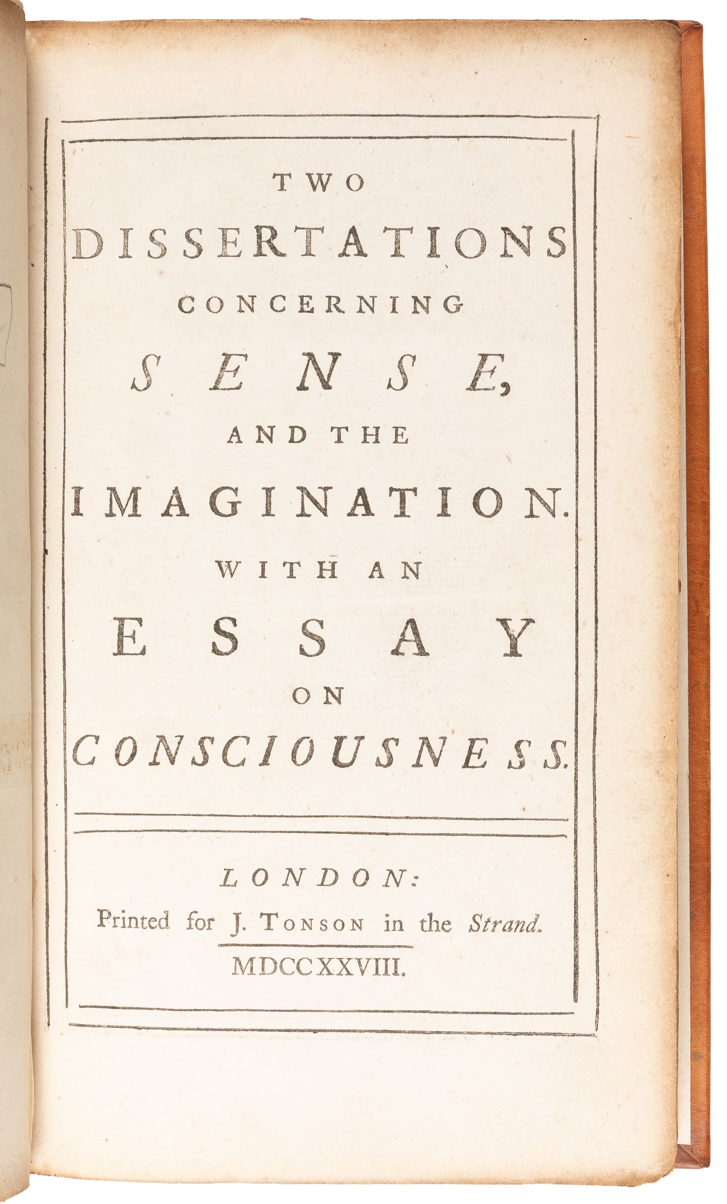 [PSYCHOLOGY]. [MAYNE, Zachary (1631-1694), possible author]. Two Dissertations Concerning Sense, and (1 of 2)