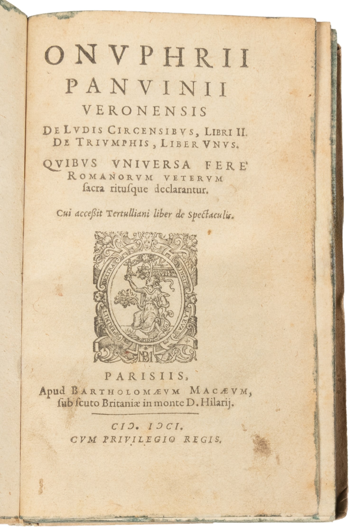 [CIRCUS]. PANVINO, Onofrio (1529-1568).¬†De ludis circensibus, Libri II. De Triumphis, (1 of 2)