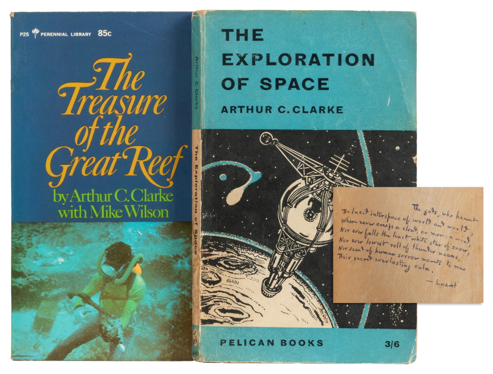 CLARKE, Arthur C. (1917-2008). Pair of Inscribed Paperback Editions. [V.p., ca. 1958, 1965]. (1 of 3)