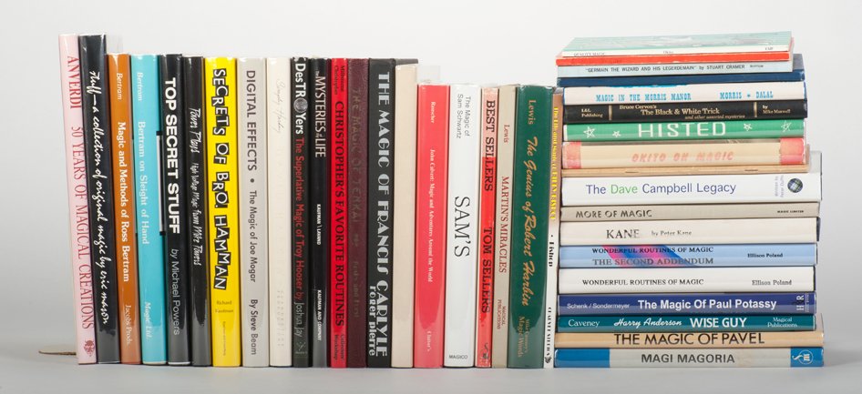 Group of 39 magician-specific books: [Magicians] Group of 39 magician-specific books. Includes Kane (1982) by Peter Kane; Simply Harkey (1999) by David Harkey; Stuff (1983) by Eric Mason; The Legacy of Dave Campbell (2004) by Peter Duffi