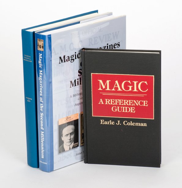 Three bibliographies and reference books on magic: [Reference] Three bibliographies and reference books on magic. Being Magic: A Reference Guide (1987) by Earle Coleman; A Bibliography of Conjuring Periodicals in English: 1791-1983 (1983) by Alfredson