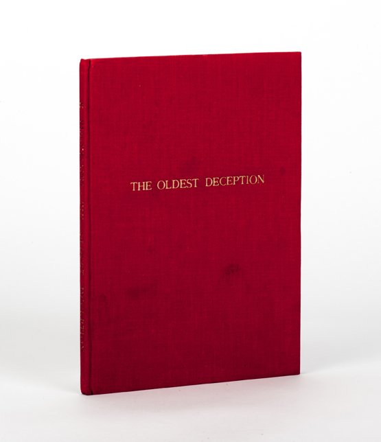 Volkmann, Kurt and Barrows Mussey. The Oldest Deception: Volkmann, Kurt and Barrows Mussey (trans.). The Oldest Deception: Cups and Balls in the Art of the 15th and 16th Centuries. Minneapolis: Carl W. Jones, 1956. Red cloth stamped in gold. Illustrated. 8v