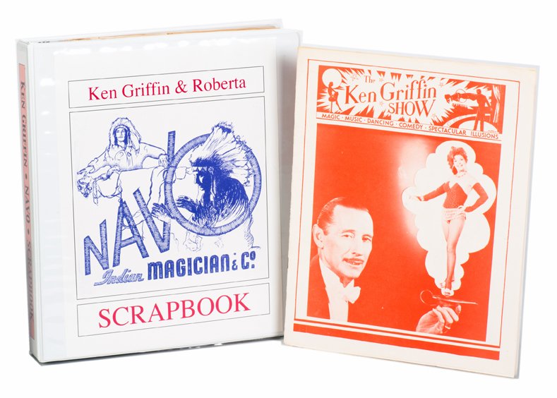 Ken Griffin/Navo The Indian Magician ephemera archive: Griffin, Ken. Ken Griffin/Navo The Indian Magician ephemera archive. Large collection of over 70 vintage photographs, music cue sheets, brochures, letterheads, newspaper clippings and printed ephemera
