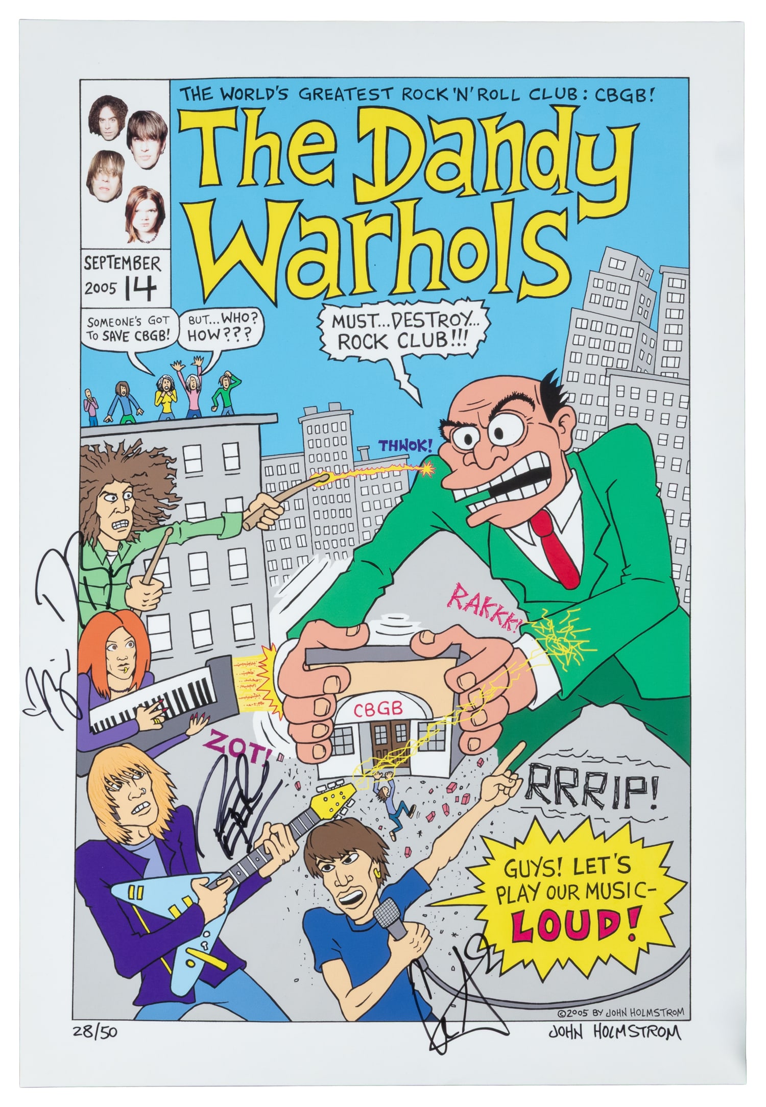 [CBGB & OMFG CLUB]. [HOLMSTROM, John (b. 1954), artist]. The Dandy Warhols / Guys! Let's Play our (1 of 1)