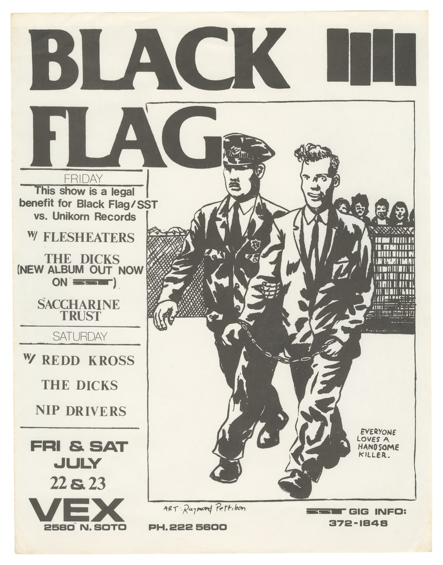 PETTIBON, Raymond (1957-). Black Flag with Flesheaters, The Dicks, Saccharine Trust, Redd Kross, and (1 of 1)