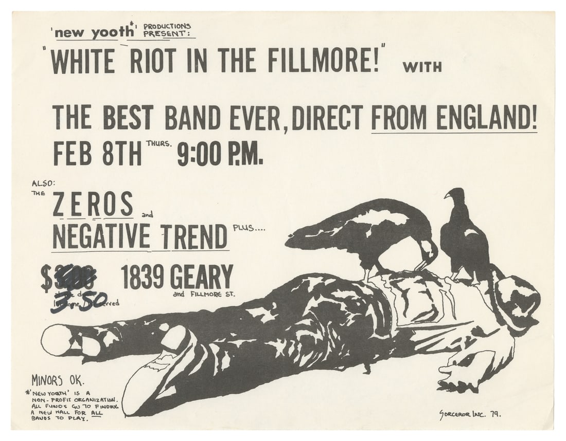 [THE CLASH]. White Riot in the Fillmore. New Yooth Productions: San Francisco, 1979. (1 of 1)