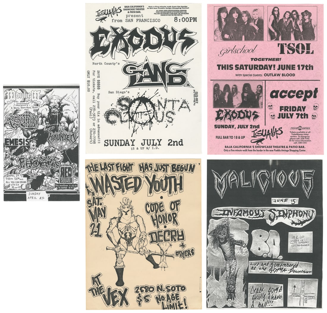 Group of 5 Heavy Metal Flyers. [California]: v.p., ca. 1980s-1990s. (1 of 6)