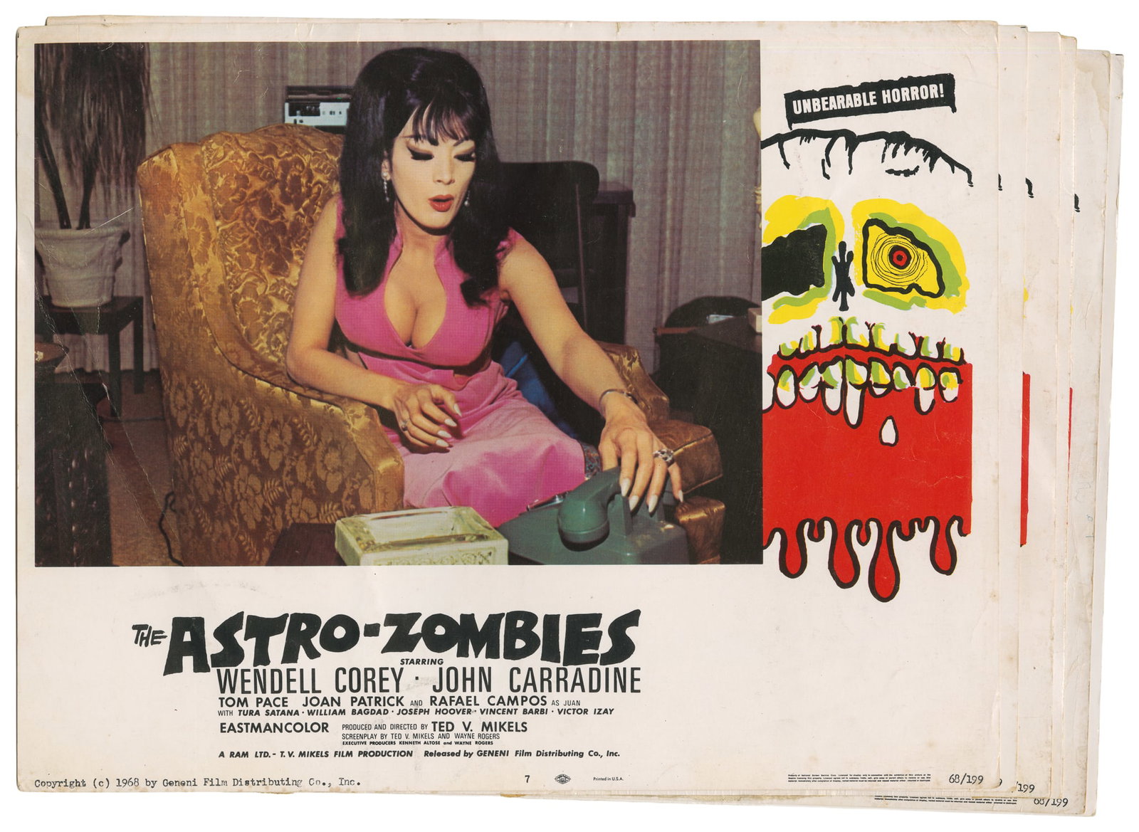 The Astro-Zombies. Geneni Film Distributing Co., 1968. Set of six Lobby Cards. (1 of 6)