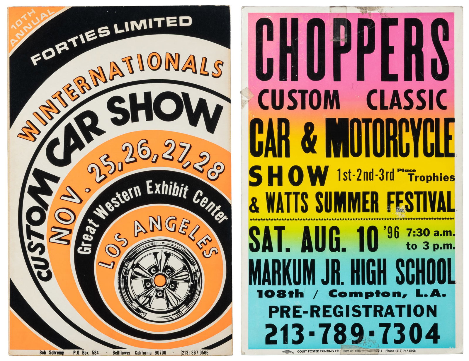 Pair of Custom Car Show Posters. Los Angeles: v.p., [1976/]1996. (1 of 3)