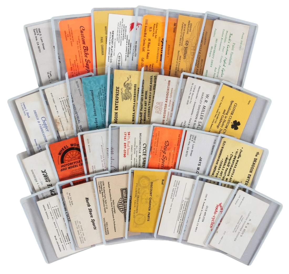 Archive of Harley Davidson and Motorcycle Business Cards. Circa 1980s-1990s. (1 of 1)