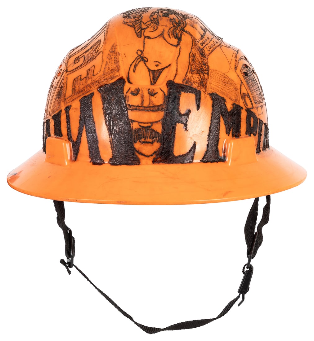 Prison Construction Helmet with Pokerwork Motifs. - 3