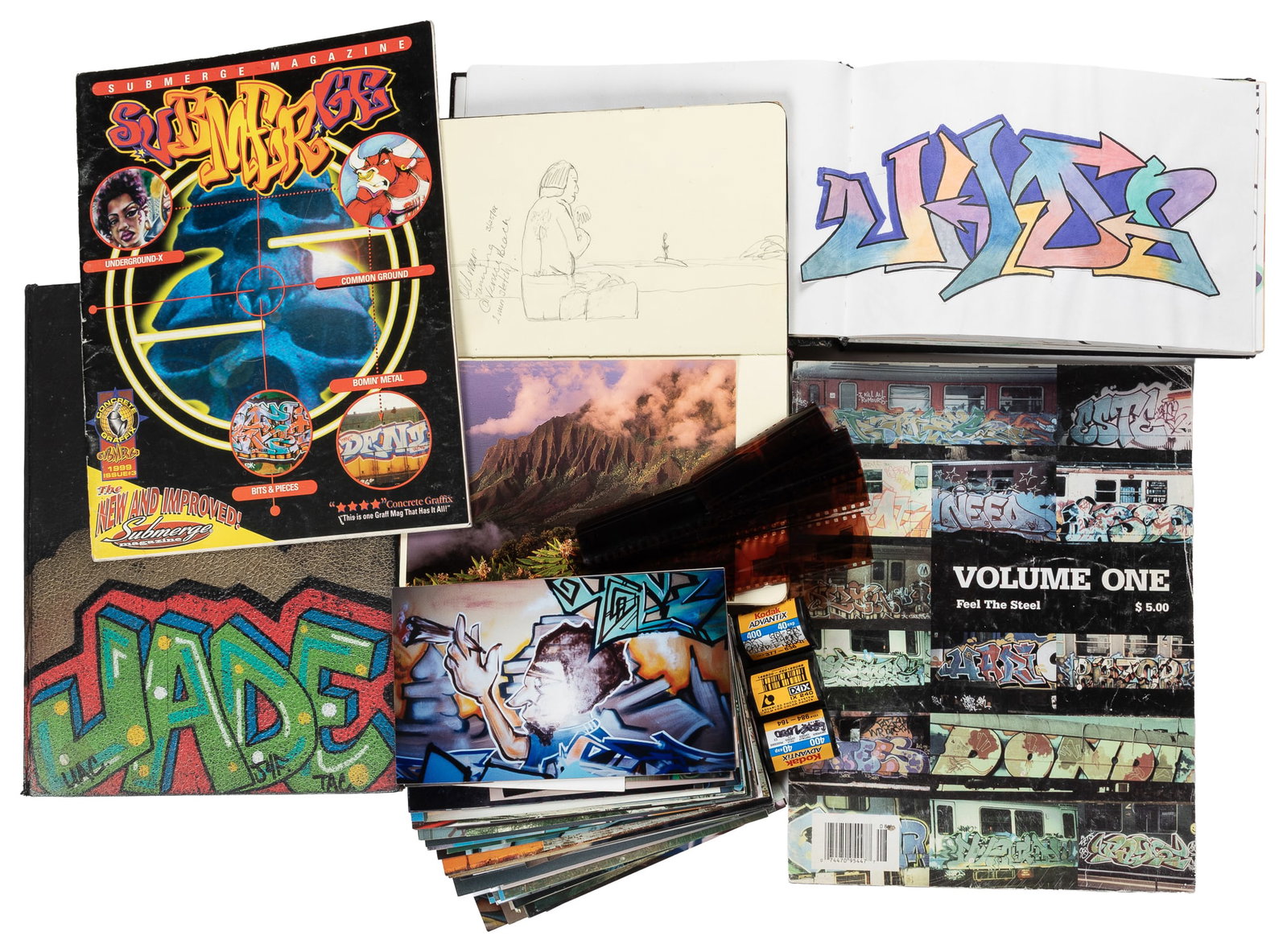 [STREET ART]. Large Archive of Approximately 300 Photographs of Graffiti, 3 Art Notebooks, 300 (1 of 3)