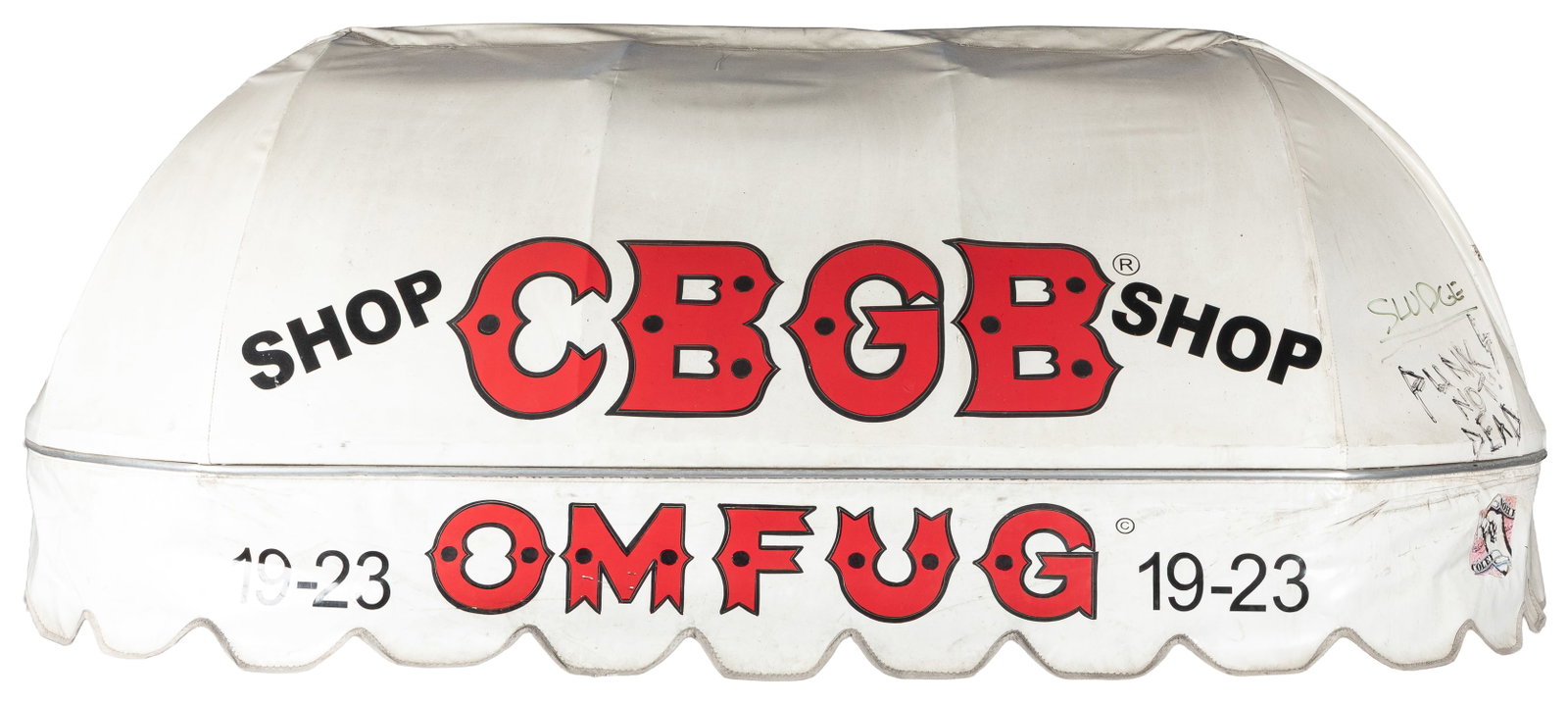 [CBGB & OMFUG FASHIONS]. Original Storefront Canopy Awning for CBGB's Fashion Shop. [Circa November (1 of 2)