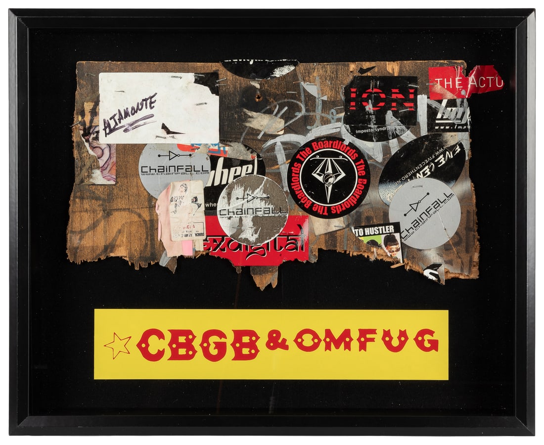 [CBGB & OMFUG CLUB]. Original Piece of the Club Wall at CBGB, Framed in Shadowbox. [Circa (1 of 1)