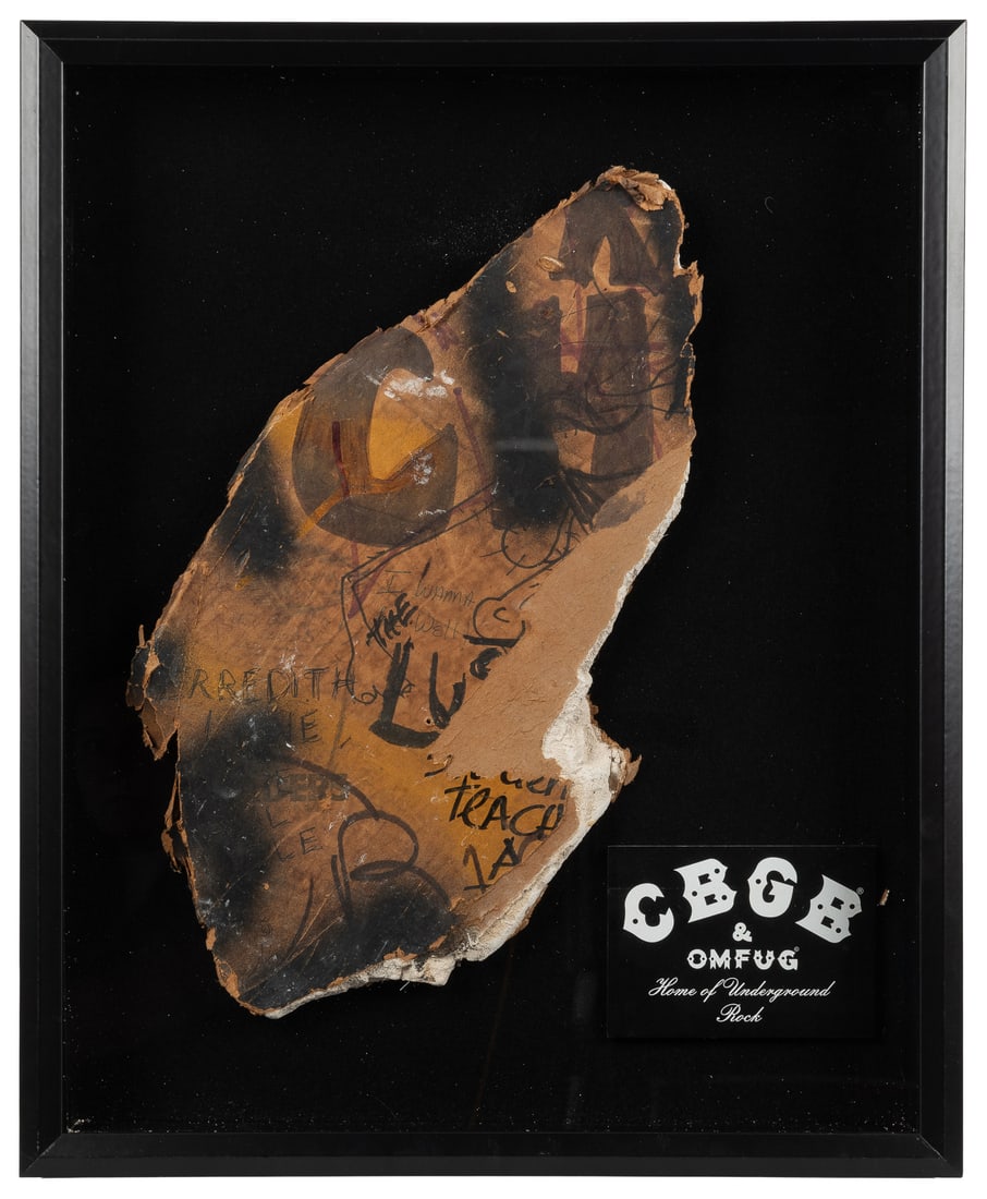 [CBGB & OMFUG CLUB]. Wall Piece from Interior of CBGB, Framed in Shadowbox. [Circa 1973-2000s]. (1 of 1)