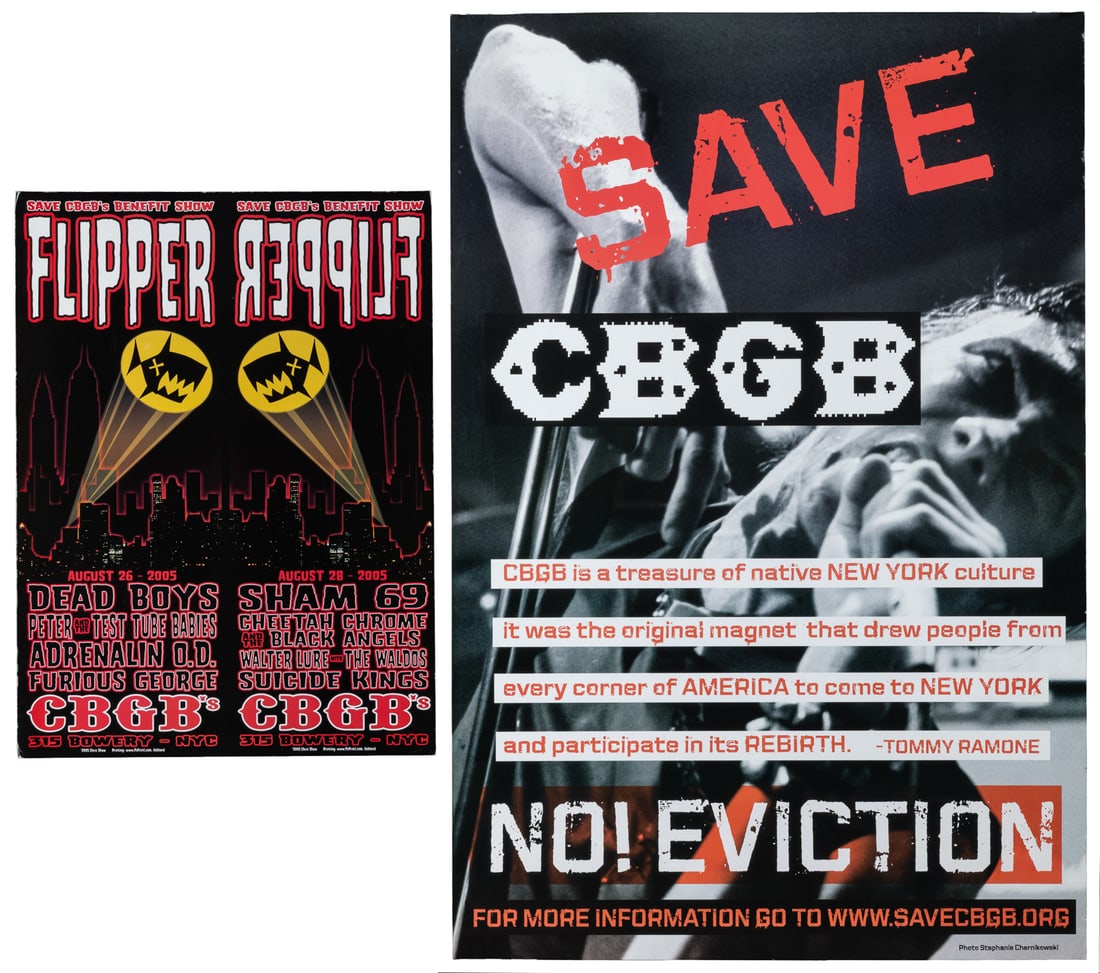 [CBGB & OMFUG CLUB]. Pair of Posters to Save CBGB. [V.p., ca. 2013]. (1 of 3)