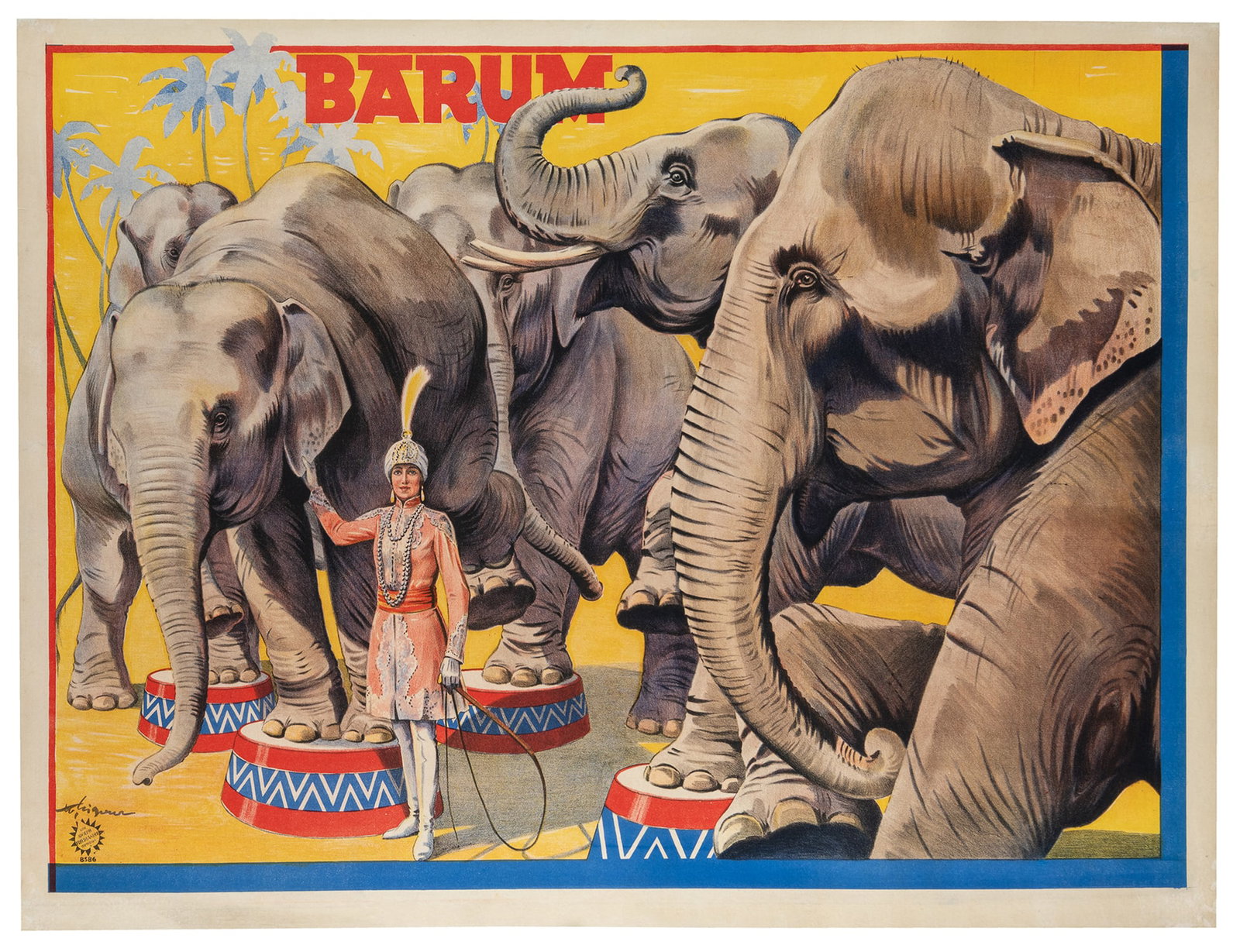 Barum Circus Poster Featuring Margarete Kreiser-Barum and Her Elephants. Hamburg: Adolph (1 of 1)