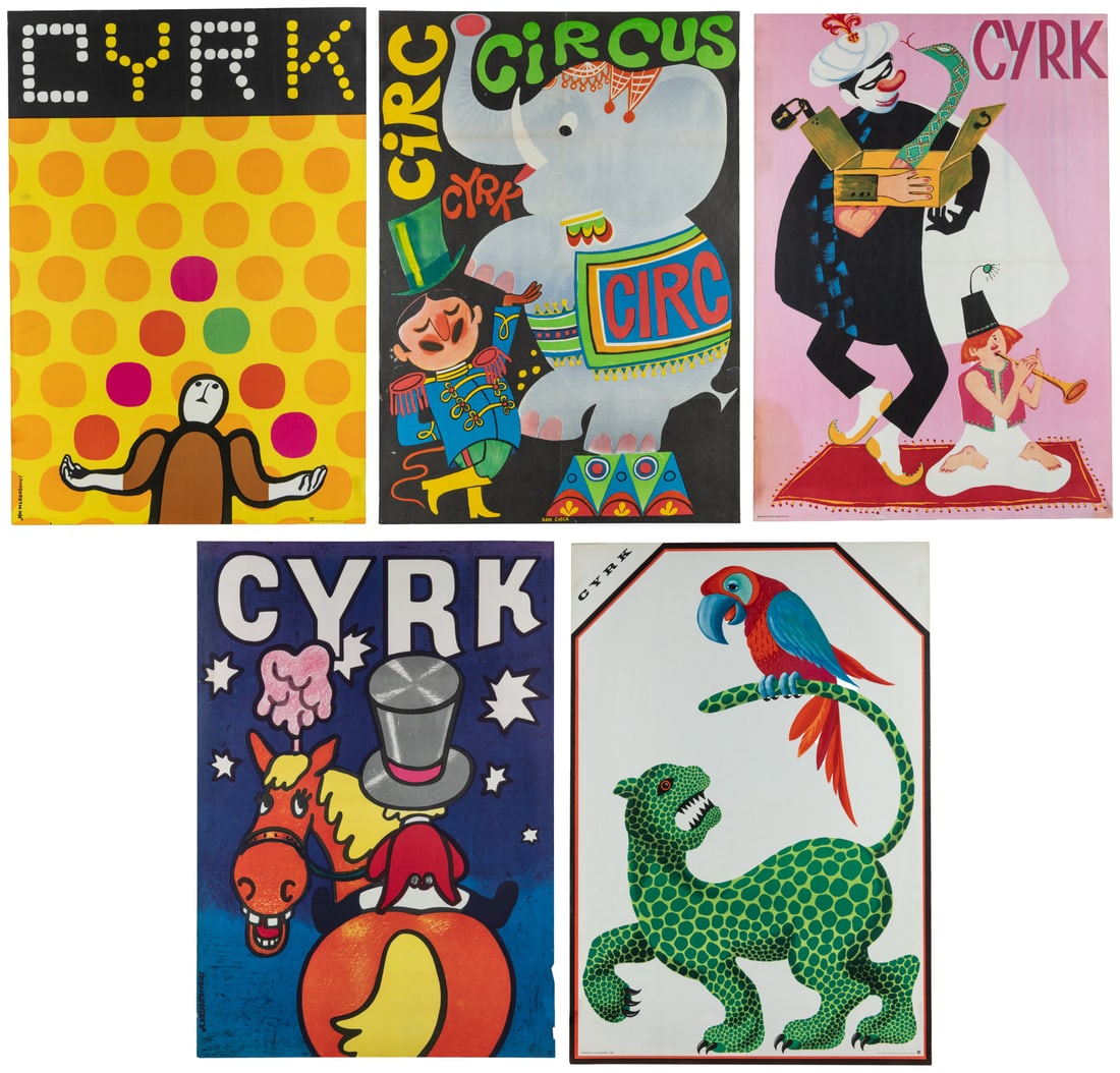 [VARIOUS DESIGNERS]. Group of 5 Cyrk Posters. Circa 1970s. (1 of 6)