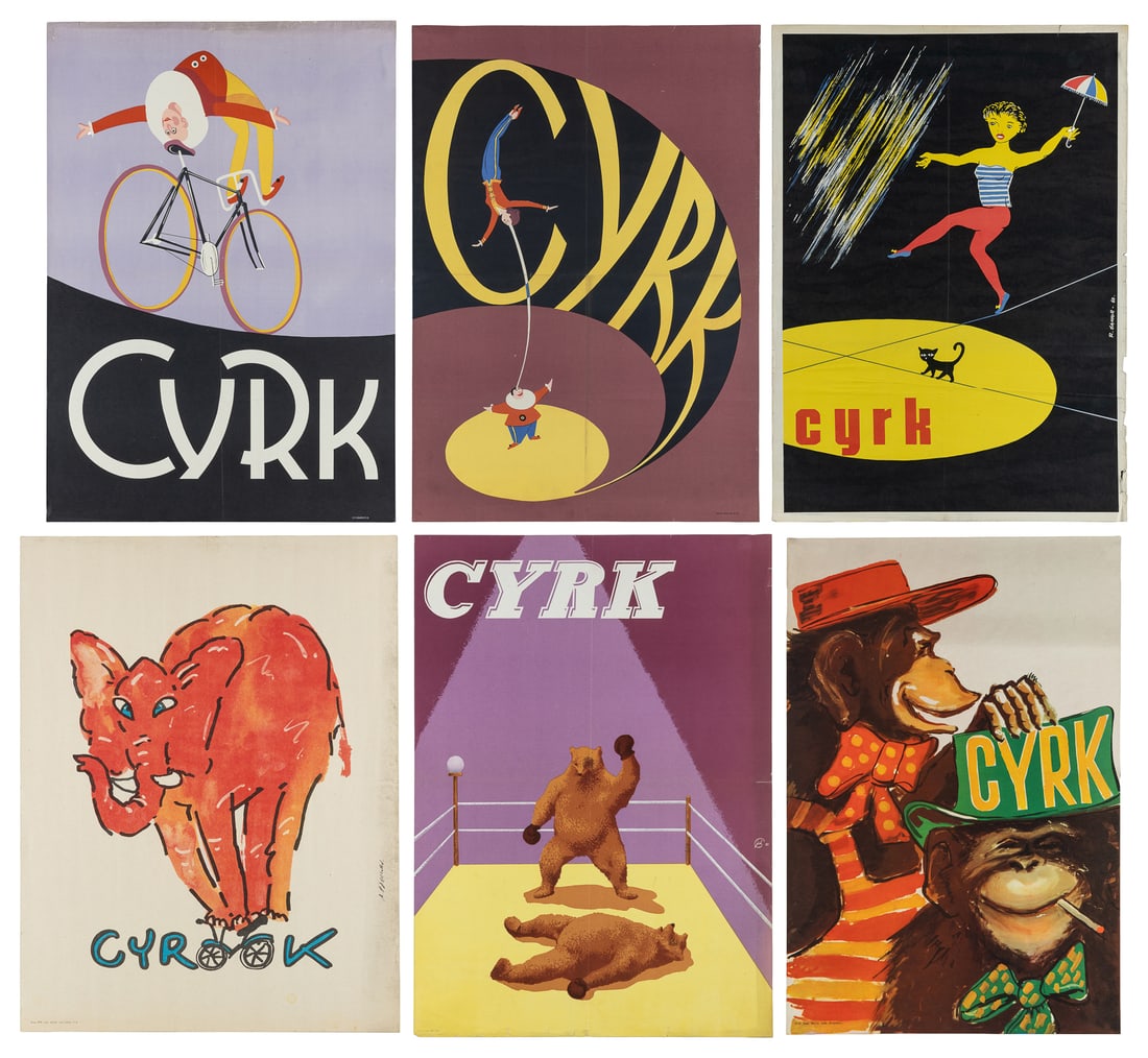 [VARIOUS DESIGNERS]. Group of 6 Cyrk Posters. Circa 1960s-70s. (1 of 7)