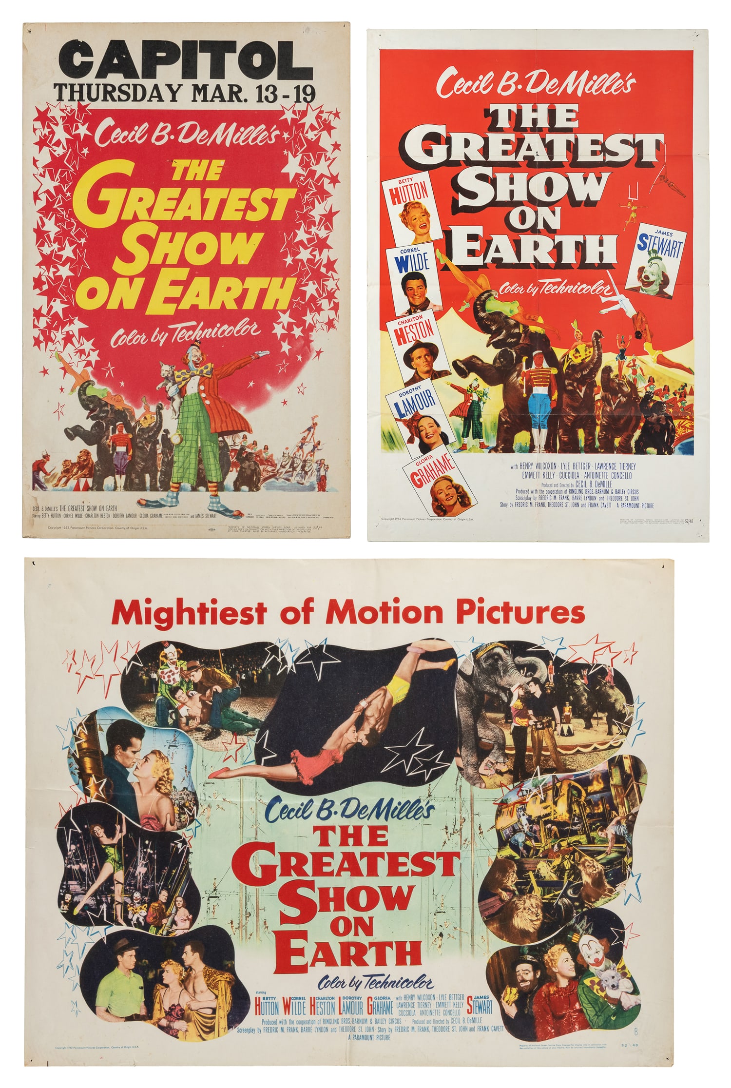 The Greatest Show on Earth. Three posters. (1 of 4)