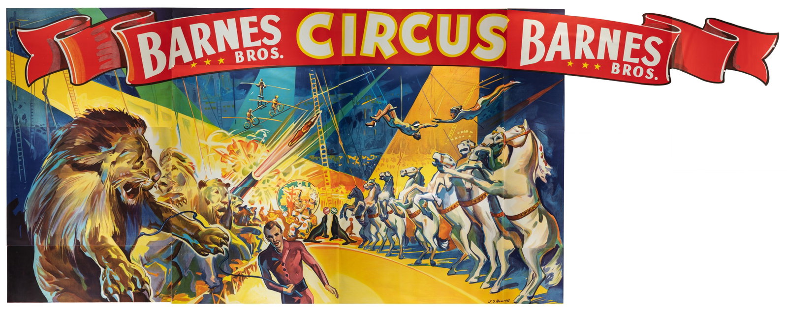 Barnes Circus 28 Sheet Billboard Circus Poster. Color Lithograph, Seven Complete Sets. Dozens of (1 of 14)