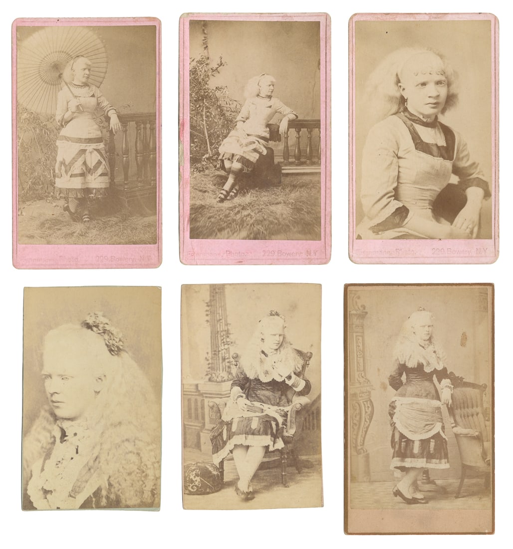 [ALBINOS]. Six CDVs of Albino Circus and Sideshow Performers. New York: Charles Eisenmann, 19th (1 of 1)