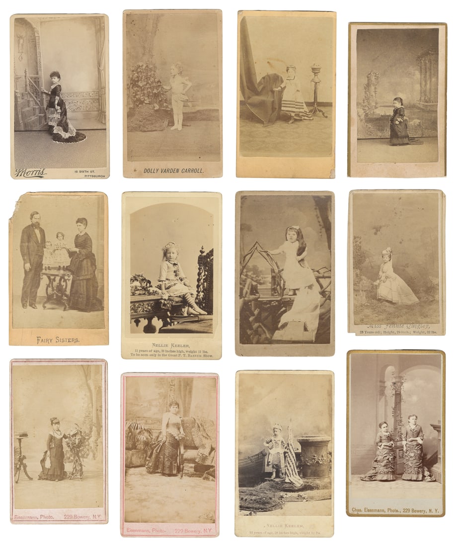 [LITTLE PEOPLE]. Twelve CDV Photographs of Female Dwarf Performers. American, Late 19th century. (1 of 1)
