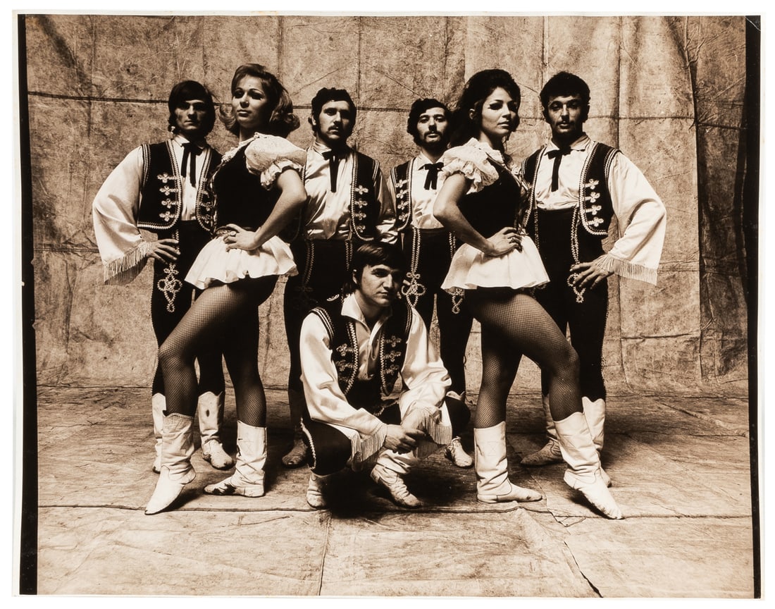 Oversize photograph of a circus troupe.: Oversize photograph of a circus troupe. Circa 1970. Silver print. 15 7/8 x 20". Unidentified, but with Ringling Bros., according to our consignor?s notes.
