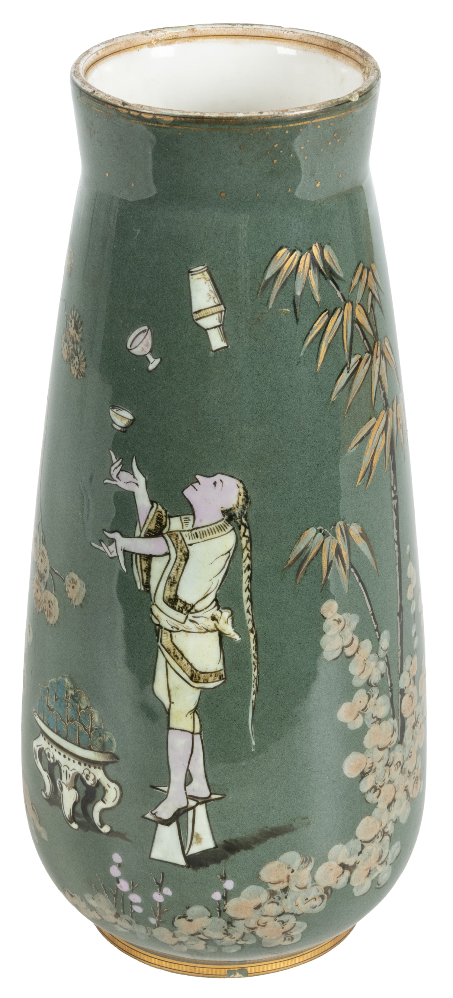 [JUGGLING]. Chinese Juggler Ceramic Vase. (1 of 2)