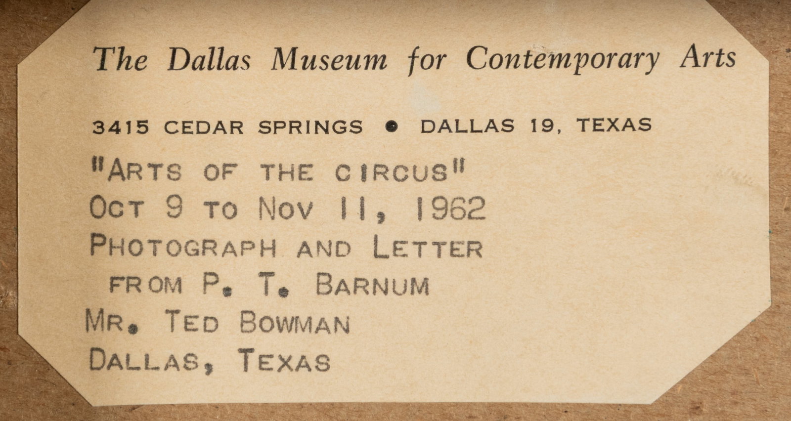BARNUM, P.T. Autograph note signed. - 2