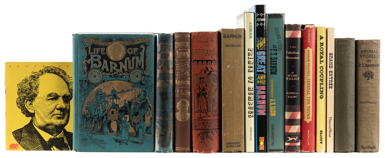 [BARNUM, P. T.]. Group of 15 volumes by or about Barnum. (1 of 2)