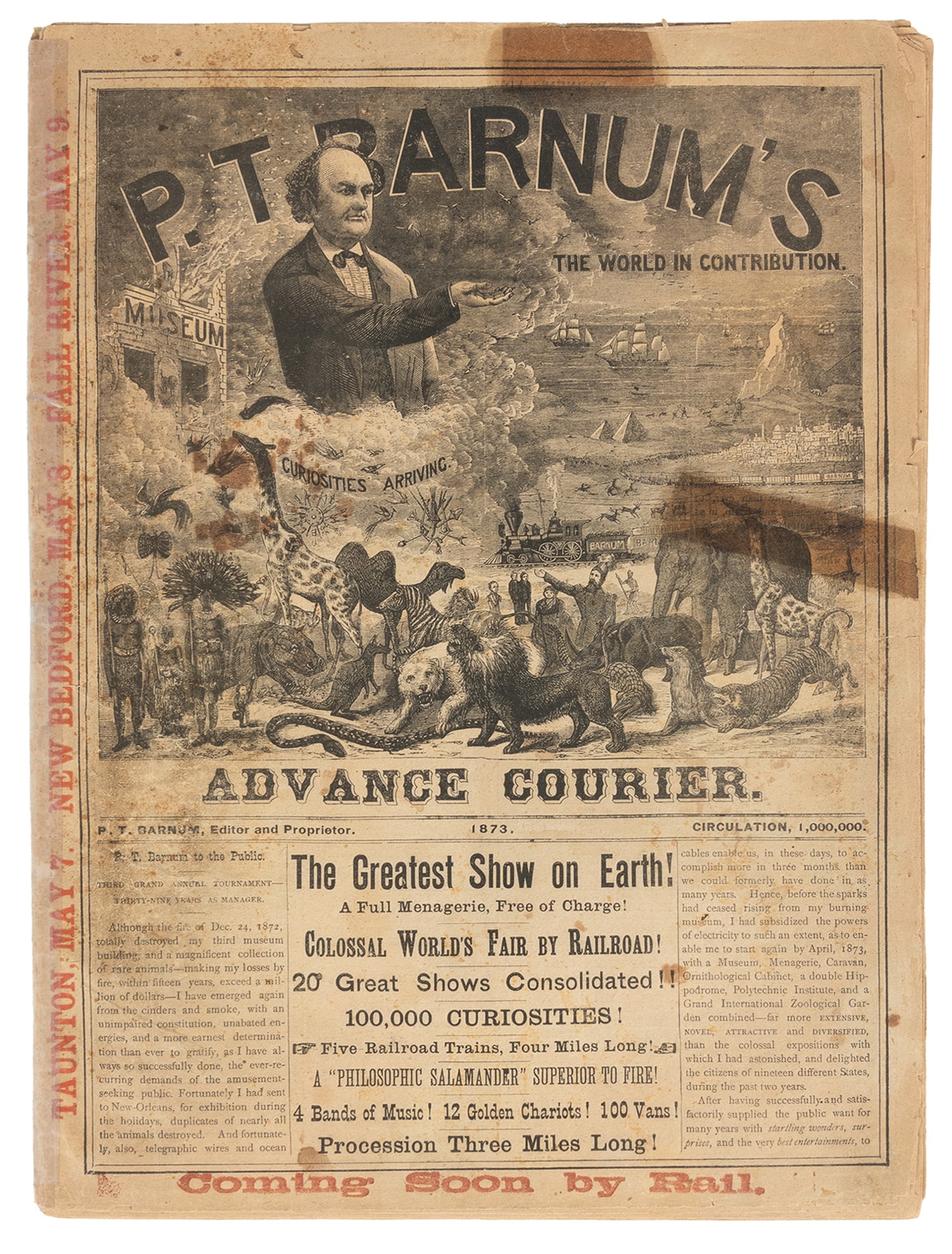 P.T. Barnum's Advance Courier, 1873. (1 of 2)