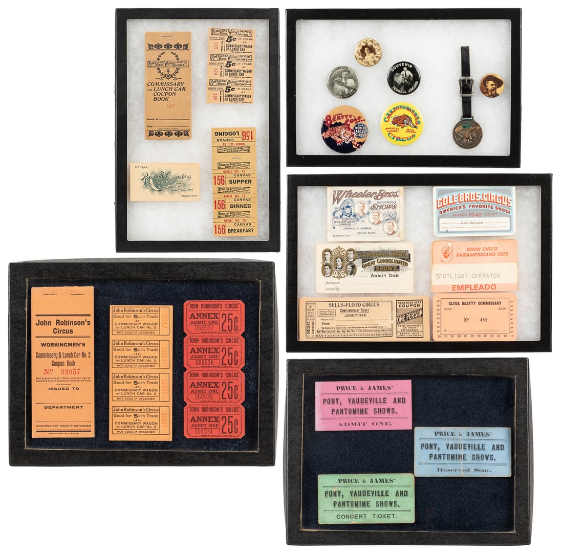 Five display cases of circus ephemera and memorabilia. (1 of 6)