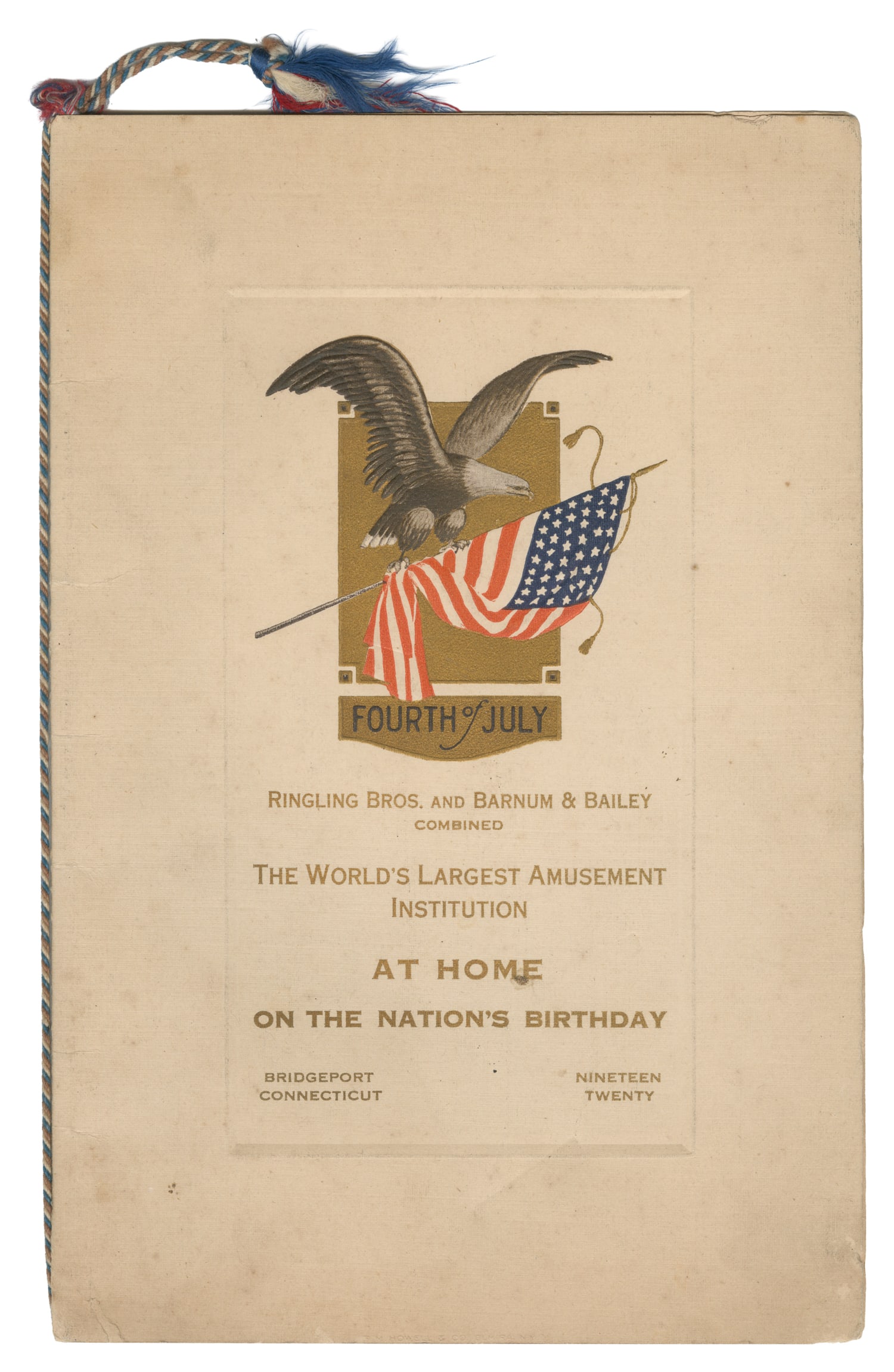 Ringling Bros. and Barnum & Bailey Fourth of July dinner menu, 1920. (1 of 1)