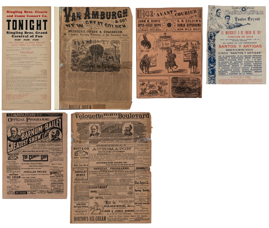Lot of circus programs, heralds, and route sheets (8). (1 of 6)