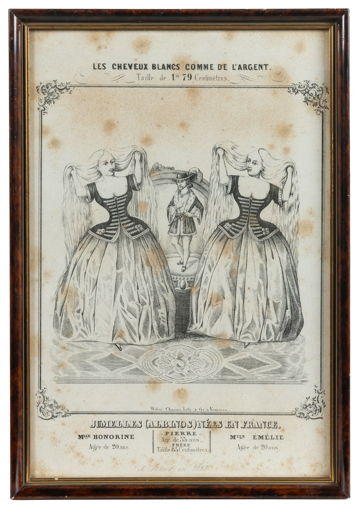 [ALBINO]. French Print Advertising Albino Twin Sisters and Their Brother. Versailles: Weber Charles, (1 of 1)