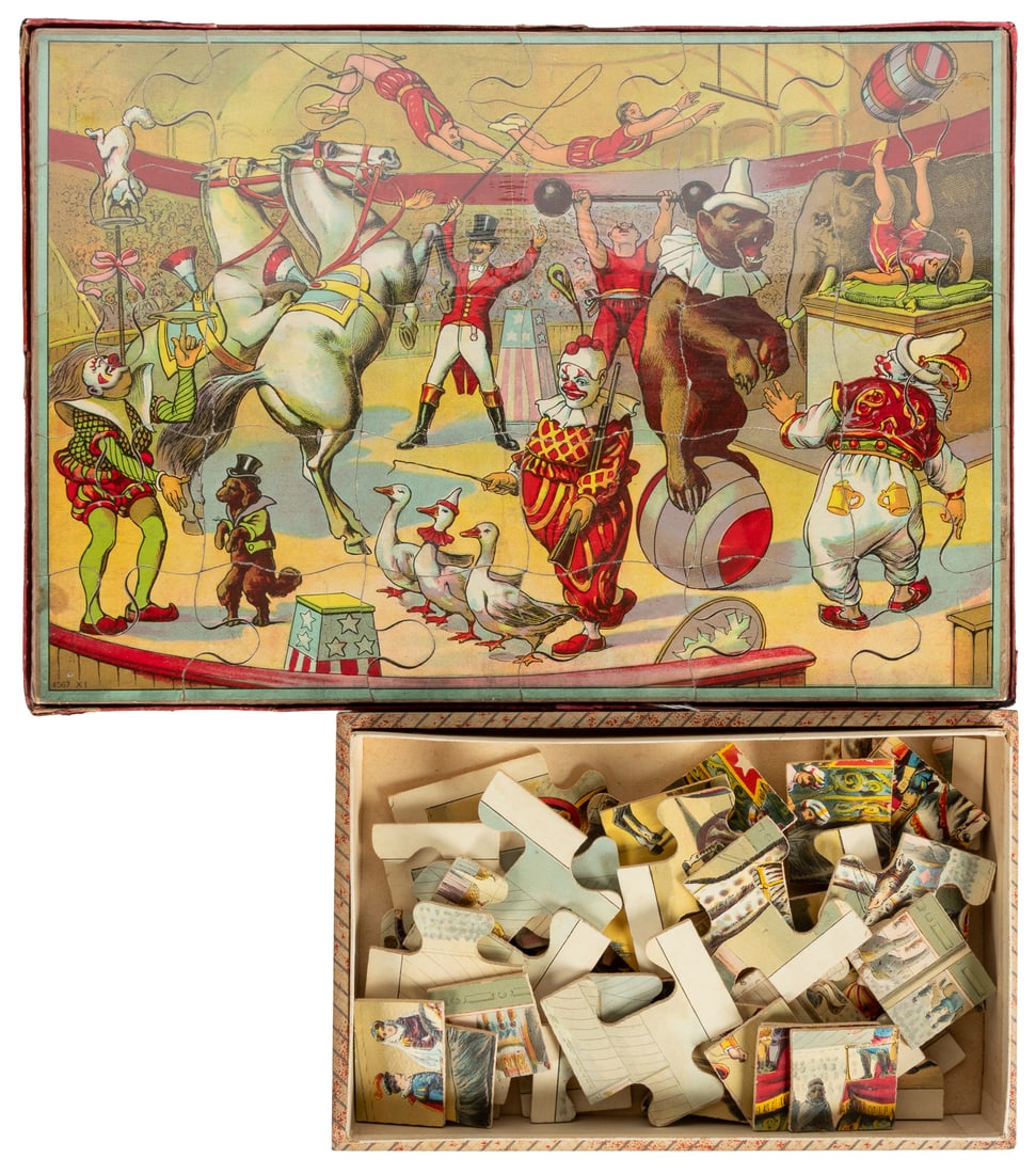 Two antique circus puzzle sets. - 2