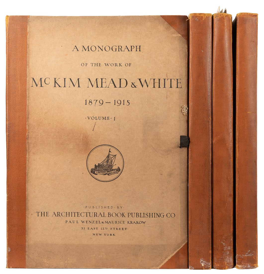 [ARCHITECTURE]. [McKIM, MEAD & WHITE] A Monograph of the Work of McKim Mead & White 1879–1915.: [ARCHITECTURE]. [McKIM, MEAD & WHITE] A Monograph of the Work of McKim Mead & White 1879–1915. New York: The Architectural Book Publishing Co./Paul Wenzel & Maurice Krakow, [1915]. 4 volume set.